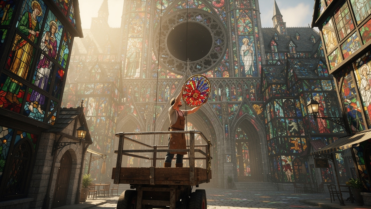The Stained-Glass City opening still from Last Frame