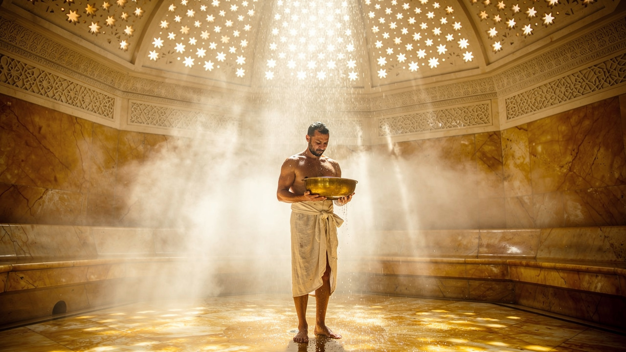 The Steam Hammam opening still from Last Frame